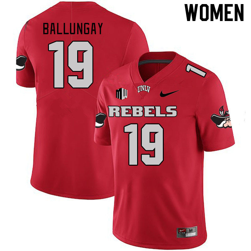 Women #19 Kaleo Ballungay UNLV Rebels 2023 College Football Jerseys Stitched-Scarlet